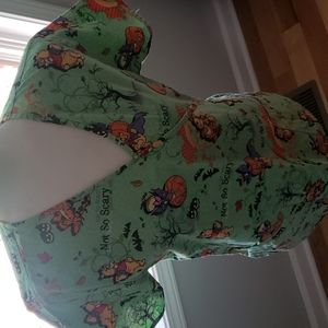Womens Disney Halloween Scrub Top